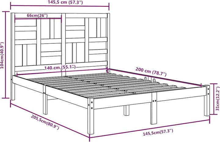 Image du produit vidaXL Bettrahmen (140 x 200 cm)