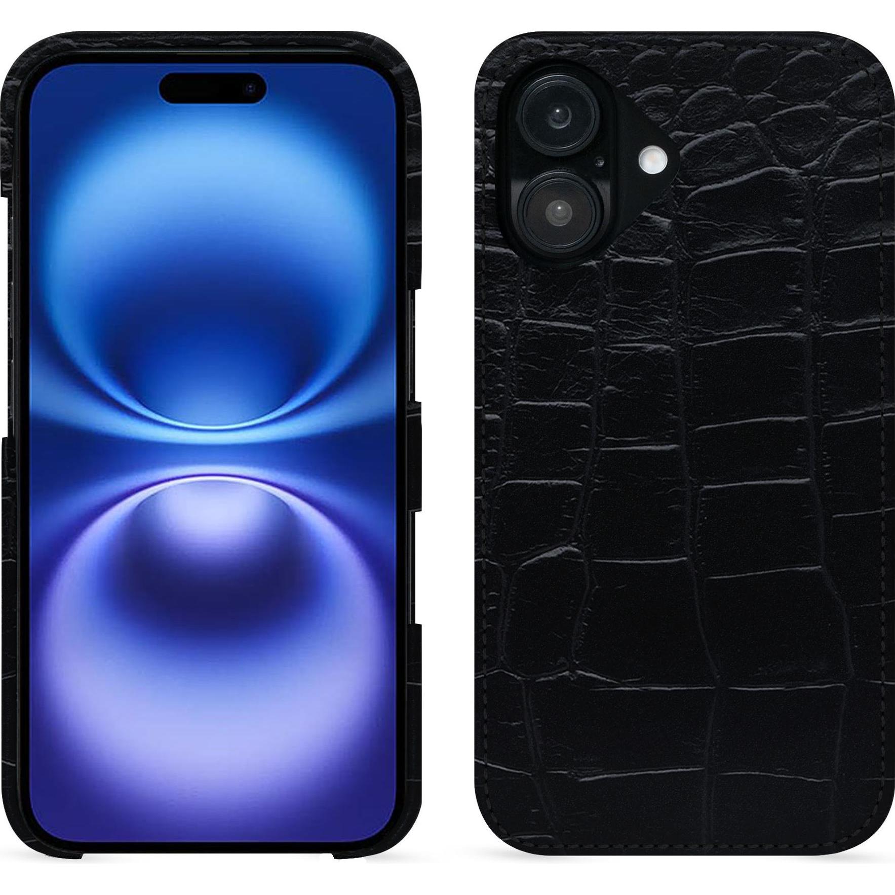 Noreve Lederschutzhülle (Apple iPhone 16), Smartphone Hülle, Schwarz