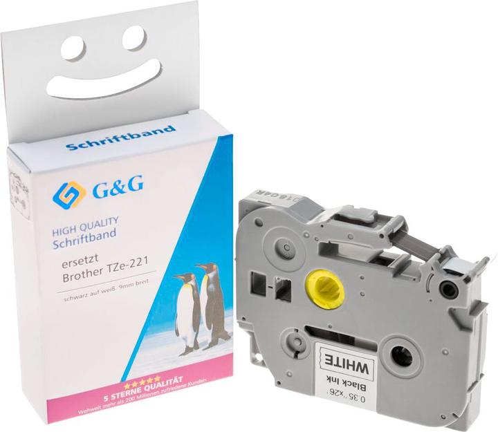 Produktbild Schriftband 14953 Kompatibel ersetzt Brother TZe-221 Bandfarbe: Weiss Schri (0.90 cm, Weiss)