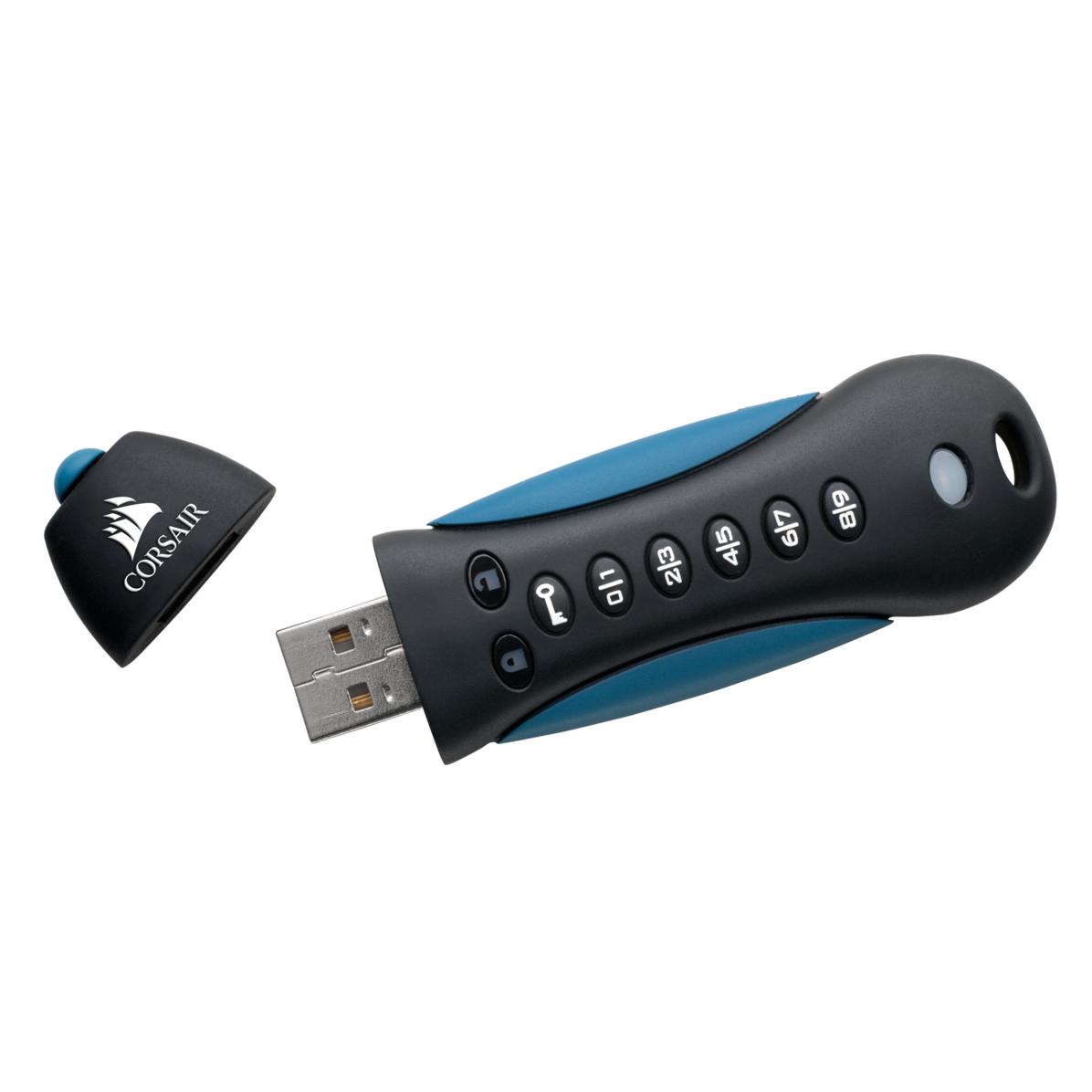 Thumbnail - Corsair Padlock 3 (16 GB, USB-A, USB 3.0), USB Stick, Schwarz, Blau