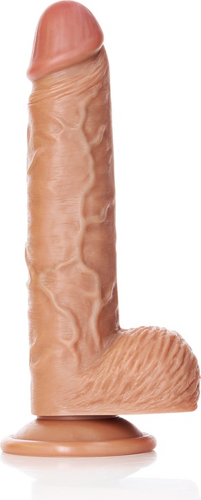 Actual product image RealRock Straight Realistic Dildo with Balls and Suction Cup - 8"/ 20.5 cm