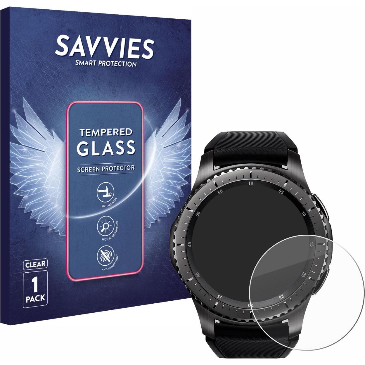 Savvies Panzerglas Hartglas Displayschutz, Smartwatch Schutzfolie, Transparent