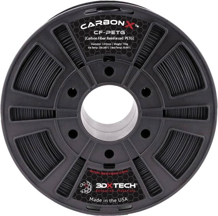 Productafbeelding 3D Xtech 3DXTech CarbonX PETG+CF filament (PETG, 2.85 mm, 750 g, Zwart)