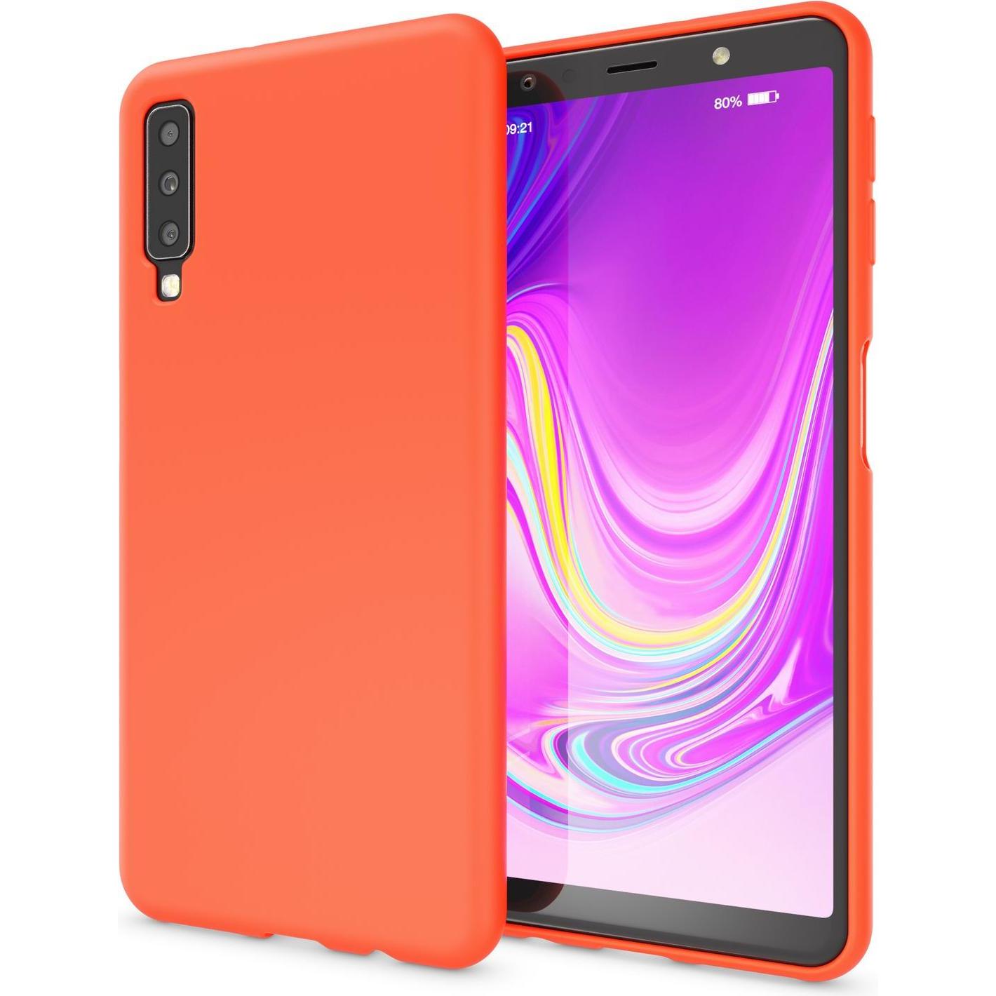 Nalia Neon Silikon Hülle (Samsung Galaxy A7 (2018)), Smartphone Hülle, Orange