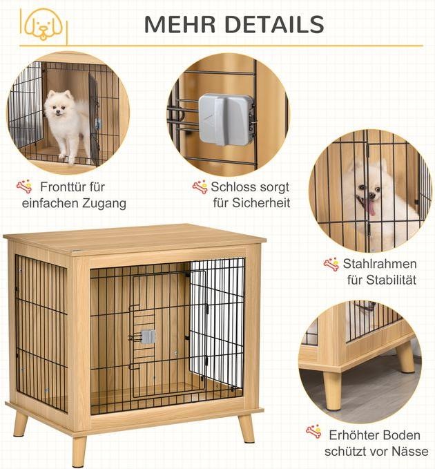 Immagine prodotto Swisshandel24 Gabbia per cani in legno Scatola da trasporto con design rialzato Scatola per cani Gabbia da (Cane)