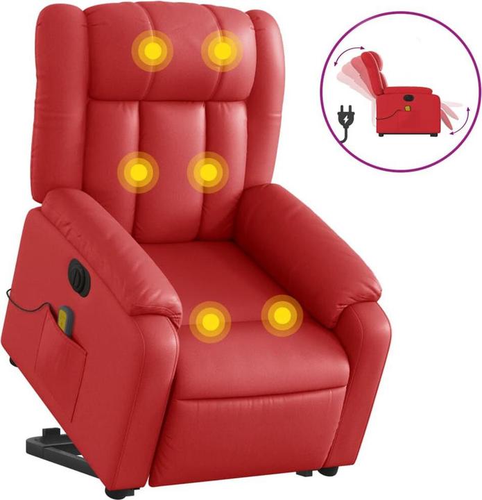 Produktbild VidaXL Massagesessel mit Aufstehhilfe Elektrisch Rot Kunstleder