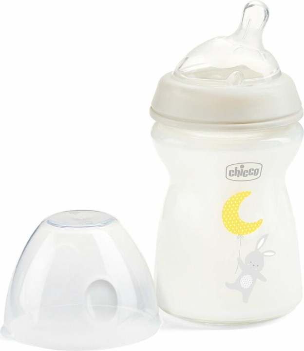 Actual product image Chicco Baby Bottle NATURAL FEELING Glass Teat Silicone Slow Flow UNI 0m+ (250 ml)