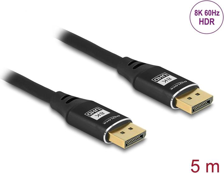 Immagine prodotto Delock Cavo DisplayPort 8K 60 Hz 5 m nero metallo (5 m, DisplayPort)