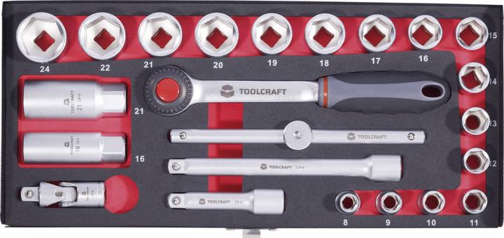 Actual product image Toolcraft Socket spanner set 10 mm (3/8") 23pcs (16 mm, 21 mm, 24 mm, 8 mm)
