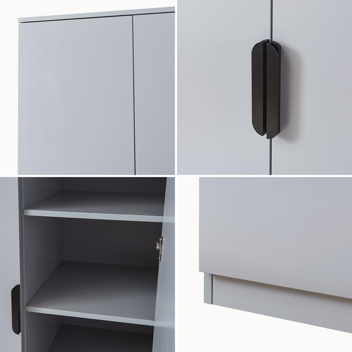 Produktbild En.Casa Kleiderschrank Eiselfing 176x120x52 cm 3 Schubladen Grau