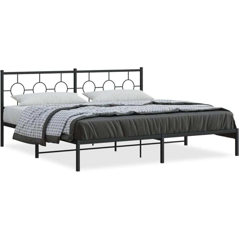 VidaXL, Bett, Bettgestell mit Kopfteil Metallbett Bett Doppelbett Schwarz 200x200cm (200 x 200 cm)