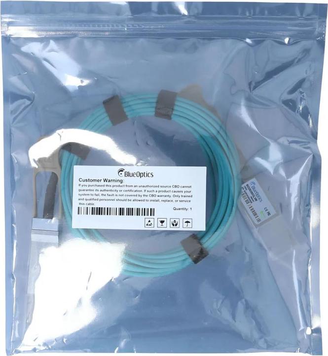 Actual product image BlueOptics Intel SPTMJP1PMCDF050 compatible AOC QSFP28 BO282803L50M
