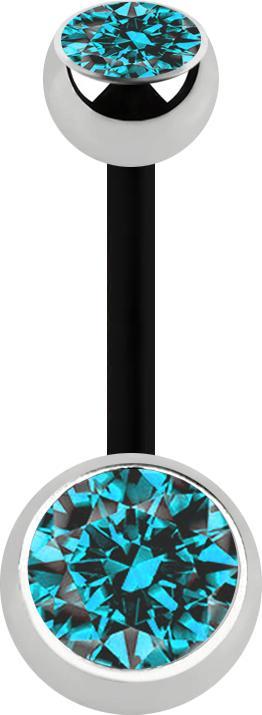 Immagine prodotto Star Piercing Banana nera con due sfere di cristallo d'argento acqua (Materiale sintetico, Acciaio chirurgico 316L, senza ottone)