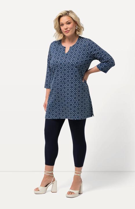 Immagine prodotto Ulla Popken Maglia dal taglio lungo con fiori, scollo a tunica e maniche a 3/4 (68)