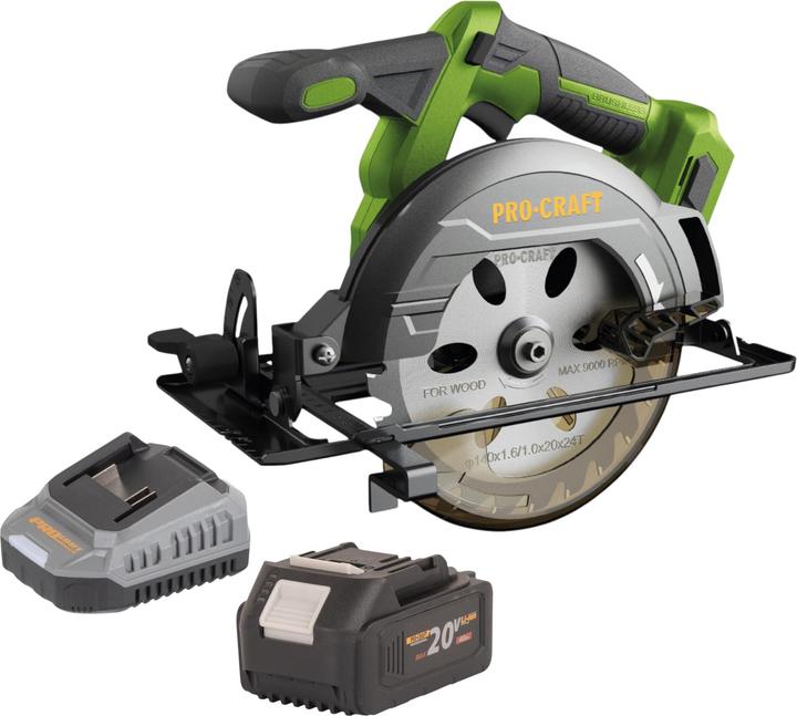Actual product image Procraft PCA32-BB Akku Handkreissäge 20 V 165 mm Brushless + 1x Akku 4,0 Ah + Ladegerät