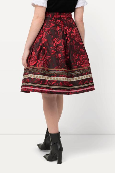 Produktbild Ulla Popken Rock, A-Linie, Jacquard-Blütenmuster, Zierbänder (48)