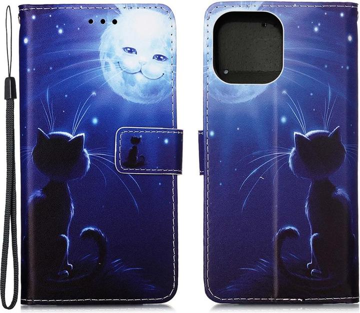 Actual product image Ueli Express iPhone 13 Pro Max book case Case with card slot Cat Moon (Apple iPhone 13 Pro Max)
