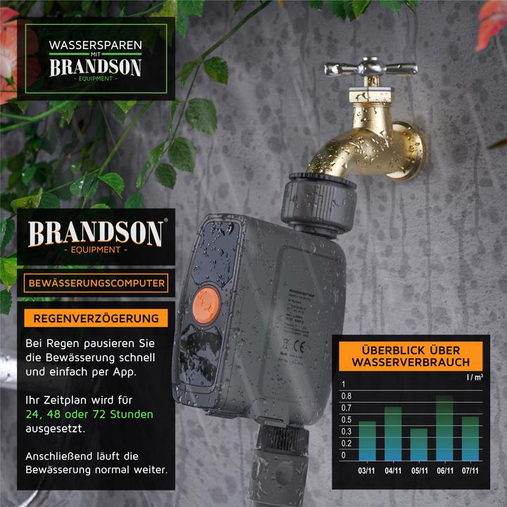 Actual product image Brandson Bewässerungssteuerung, Bewässerungsuhr, automatische Bewässerung, mit Wifi Verbindungssteckdose, App (Irrigation computer)