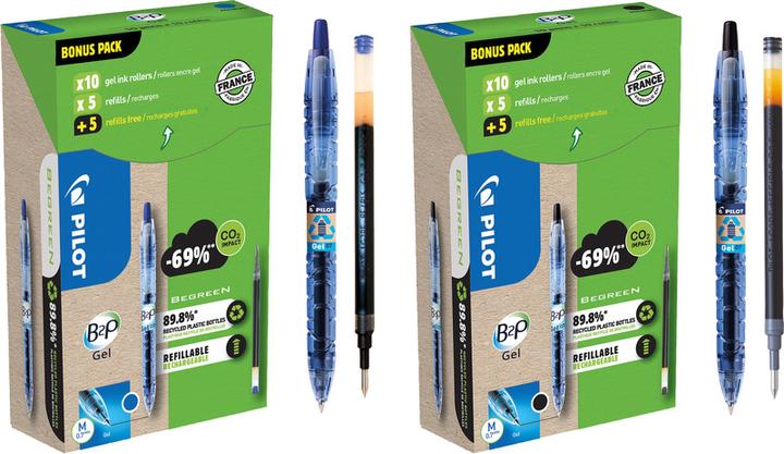 Actual product image Pilot Begreen B2P Gel Greenpack 10+10 Refills (Black, 10 x)