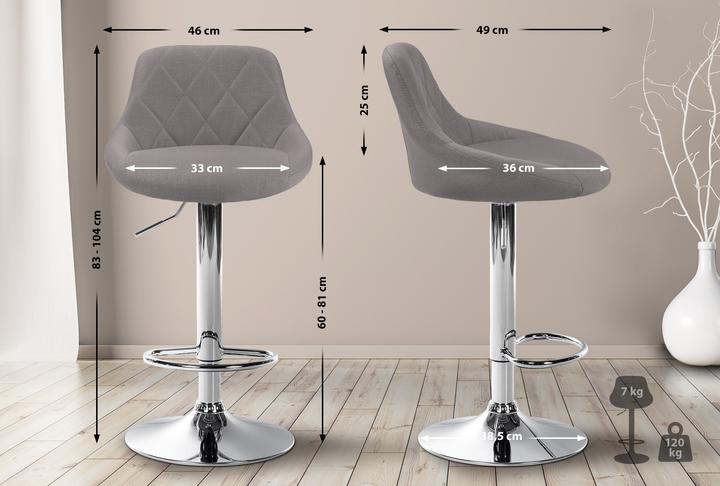 Produktbild CLP Barhocker Lazio Stoff, grau