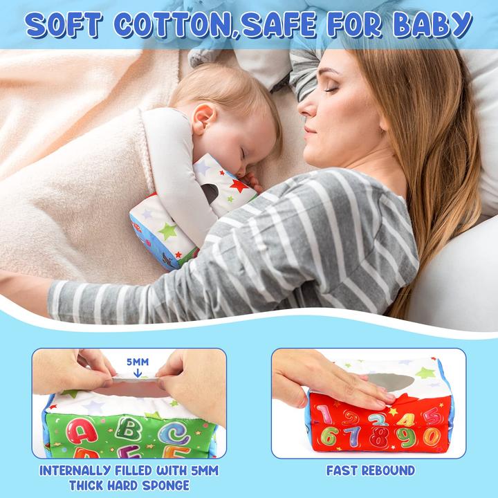 Produktbild Activity Board Tissue Box Baby Contrast Toy mit weichen Seidentüchern