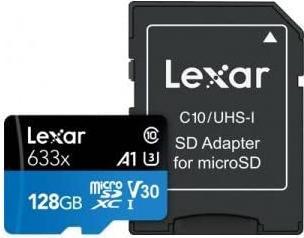 Actual product image Lexar 64GB High-Performance 633x microSDXC UHS-I, up to 100MB/s read 20MB/s write (64 GB, microSDXC, U3, UHS-I)
