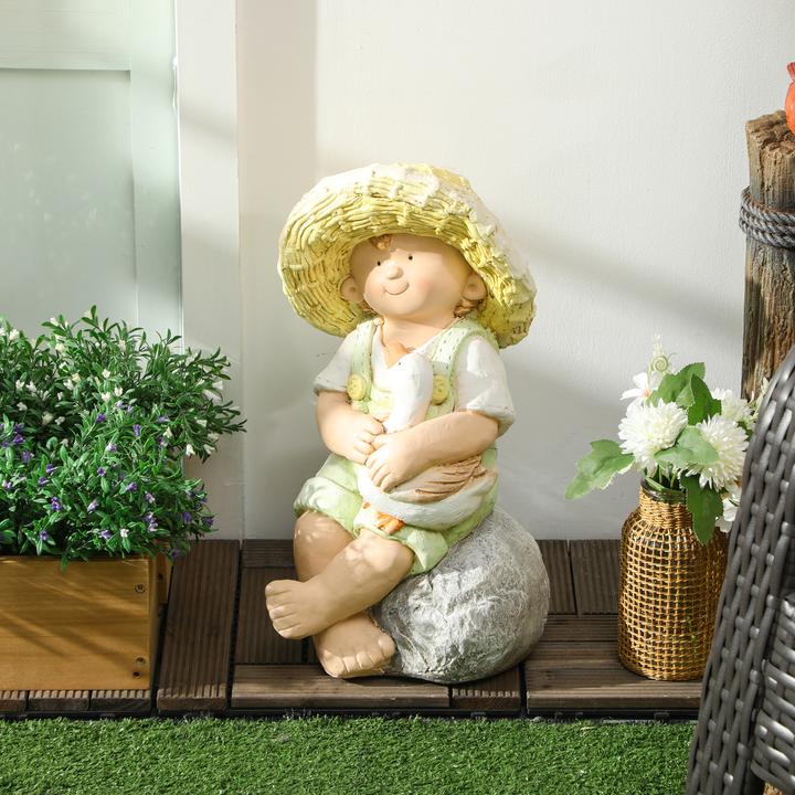 Produktbild Outsunny Gartenstatue mit Strohhut