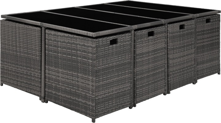 Actual product image tectake Rattan garden furniture set Palma 8+4+1 with protective cover