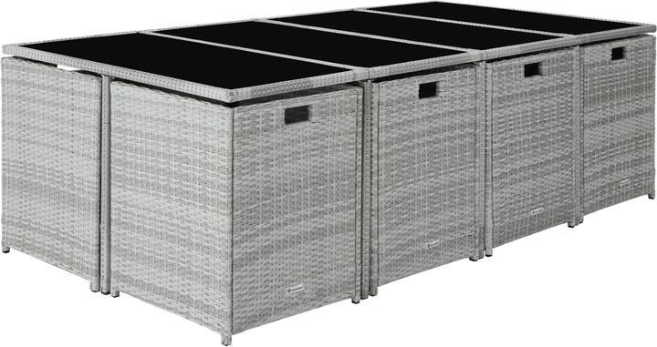 Actual product image tectake Rattan garden furniture set Palma 8+4+1 with protective cover