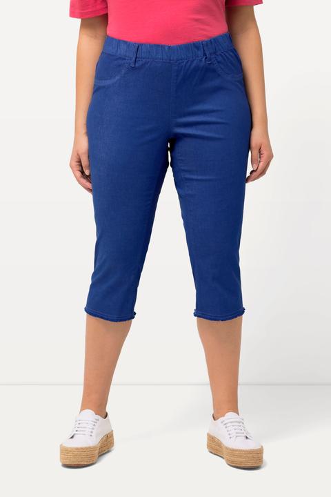 Produktbild Ulla Popken Caprihose Sienna, Fransensaum, schmales Bein, Stretch (60)