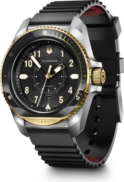Actual product image Victorinox Journey 1884 Quartz Three hands Steel & Mineral, Diving Watches, 43 mm, Black Dial, Rubber Strap Bla (Diving watch, 43 mm)