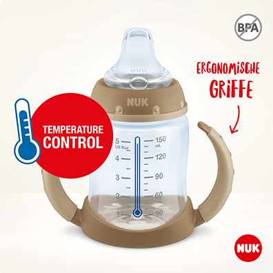 Produktbild NUK Disney Winnie Puuh First Choice Trinklernflasche Temperature Control, 150ml, 6-18 Monate, bla... (150 ml)