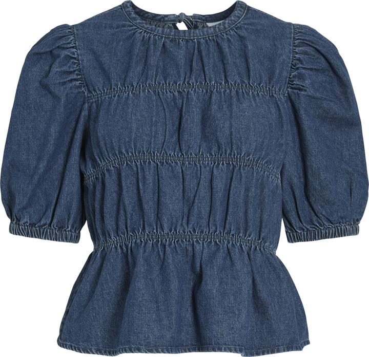 Vila VIHEIDI Denim Oberteil mit kurzen Ärmeln (42)