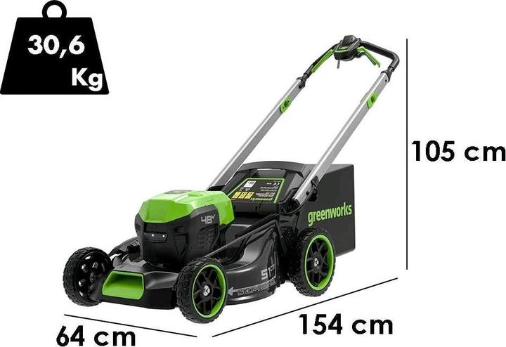 Actual product image Greenworks GD48LM51SPIIK5 AkkuRasenmäher mit Eigenantrieb48V5Ah, Schnittbreite 51 cm (Rechargeable battery operated)