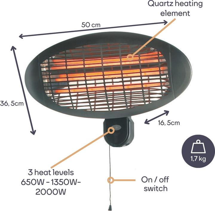 Produktbild Perel Terrassen-Strahler - zum Aufhängen - 2000 W (2000 W)