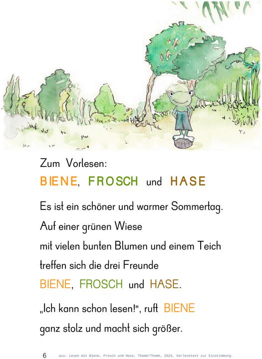Valori nutrizionali e ingredienti Thomé:Lesen mit Biene, Frosch und Hase (Tedesco, D. Orie, Dorothea Thomé, Kurzi Shortriver, Prof Dr Günther Thomé, 2024)