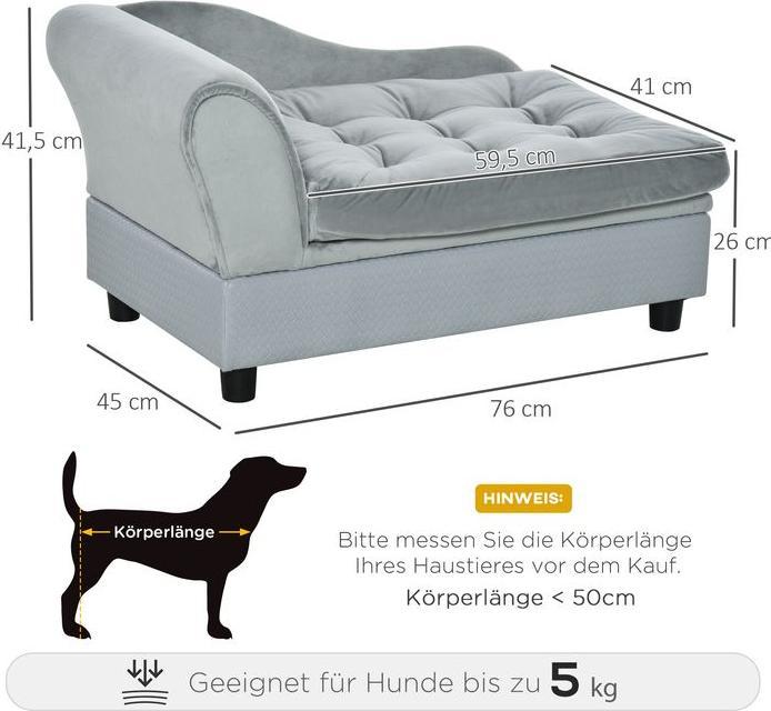 Produktbild Swisshandel24 Hundesofa Plüsch Hundebett Haustiersofa mit Matte und Lagerraum, Naturholz, Hellblau, 76 x 45 x 41,5 (Katze, Hund)