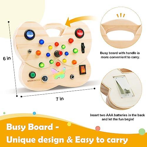 Actual product image Activity Board Butterfly Busy Board for Wooden Sensory Toys Toddlers LED Light Switch Board