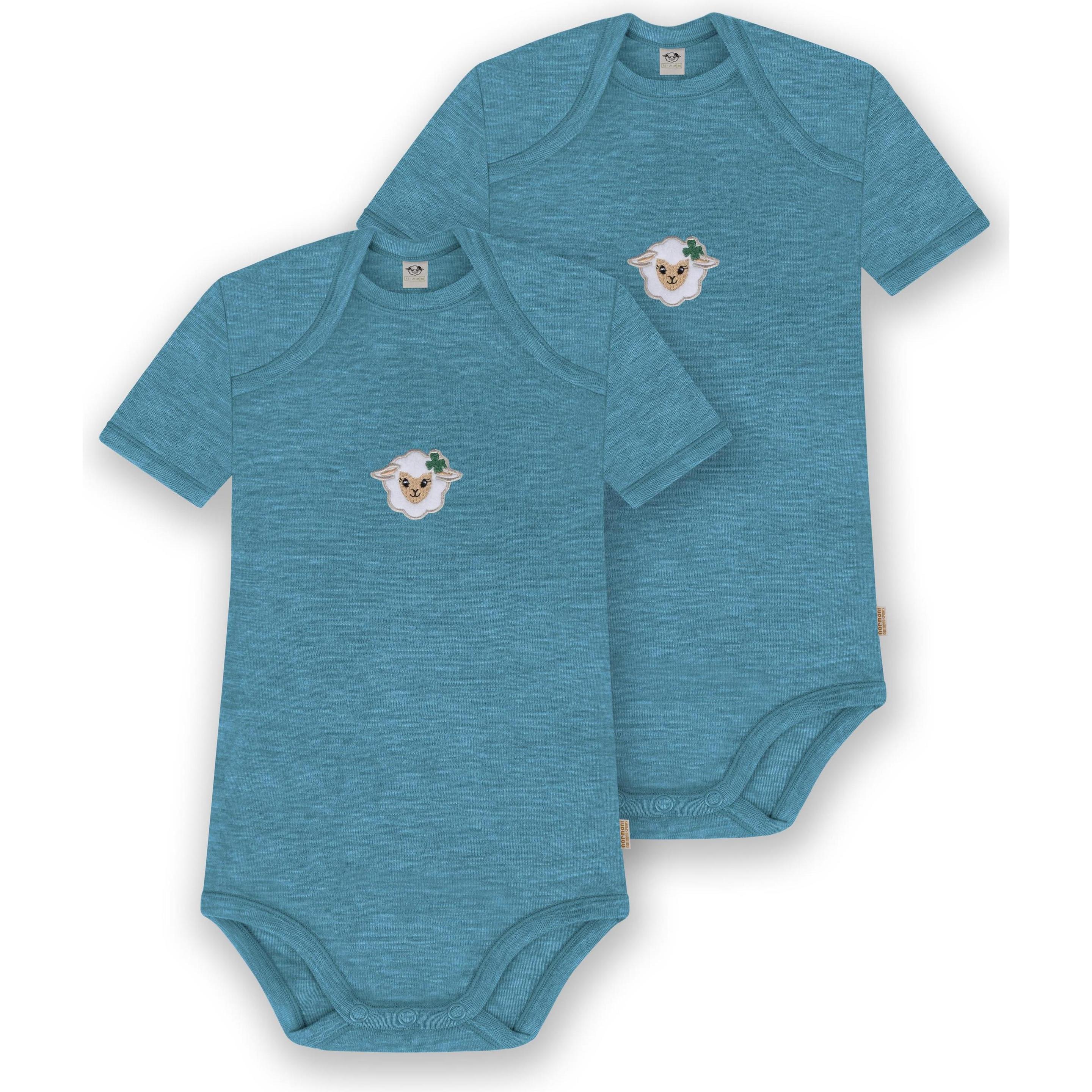 Normani, Herren, Body, 2er Set Baby Merino Body Kurzarm „Tauranga" - 9289, Blau, (92)