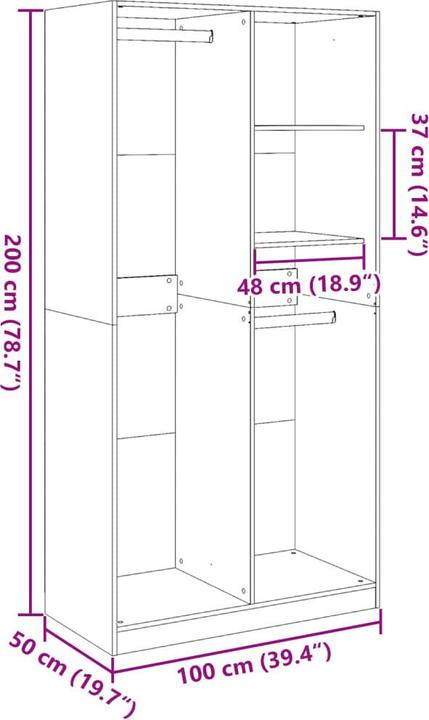 Produktbild vidaXL Kleiderschrank (100 x 50 x 200 cm)
