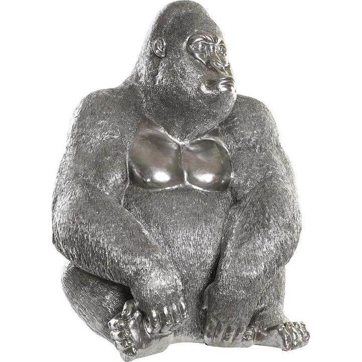 DKD Home Decor, Deko Objekt, Deko-Figur Silberfarben Kolonial Gorilla 46 x 40 x 61 cm