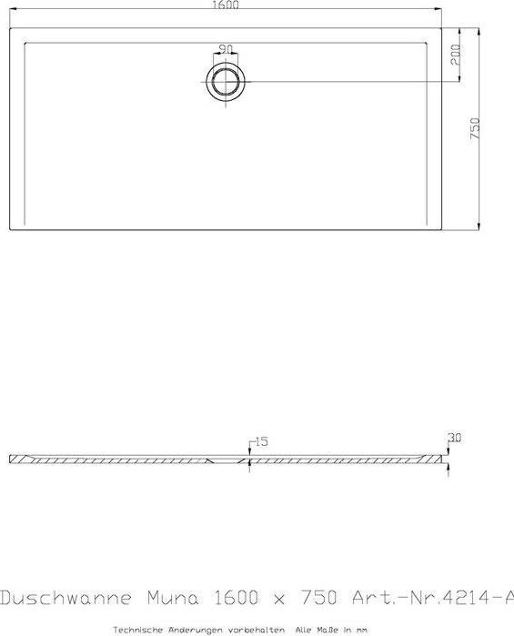 Image du produit Hoesch Receveur de douche MUNA 1600x750x30mm blanc