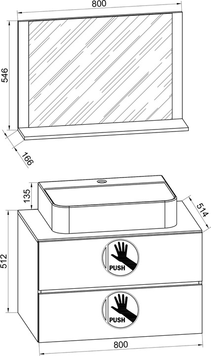 Produktbild VCM 3-tlg Waschtisch Badmöbel Lendas 80 cm M