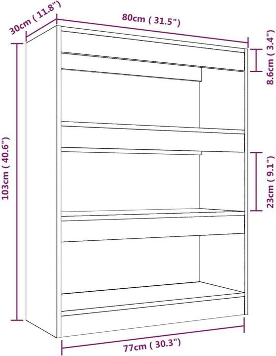 Immagine prodotto vidaXL Bücherschrank (80 x 30 x 103 cm)