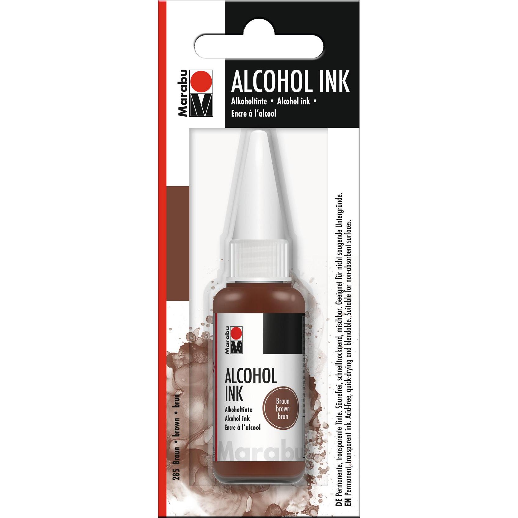 Marabu, Künstlerfarbe + Bastelfarbe, Alkoholtinte Ink (Braun, 20 ml)