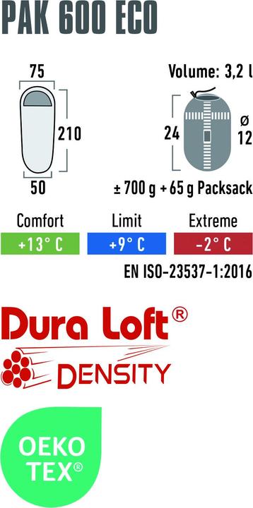 Produktbild High Peak Schlafsack Pak 600 ECO (210 cm)