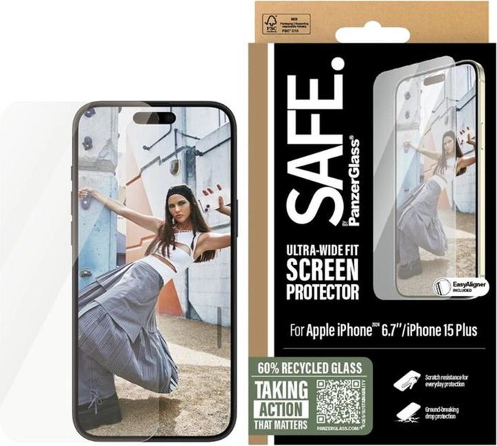 Produktbild PanzerGlass SAFE. Screen Protector iPhone '24 6.7" Ultra-Wide Fit (1 Stk., Apple iPhone 15 Plus, Apple iPhone 16 Plus)