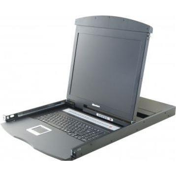 Dexlan Console KVM a doppio binario con montaggio a rack da 19" Schermo LCD da 19 pollici con interruttore, Switch KVM