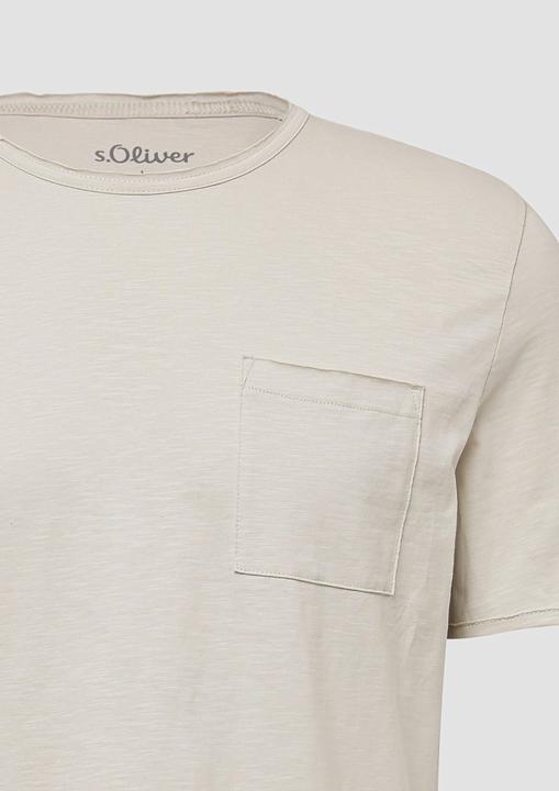 Produktbild S.Oliver T-Shirt Flammgarn-T-Shirt mit Brusttasche und offenen Kanten (XXL)