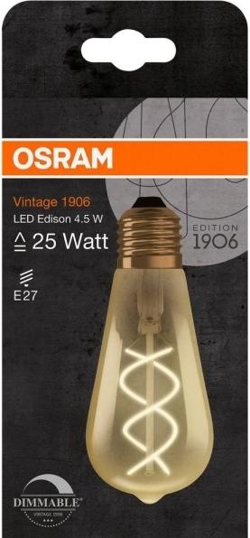 Produktbild Osram Vintage 1906 Led Classic Edison (E27, 4.50 W, 250 lm, 1 x, G)